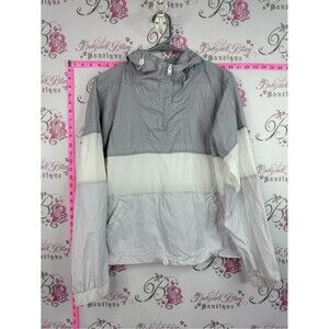 Simons jacket water repellent Light Gray and White Packable Windbreaker Jacket